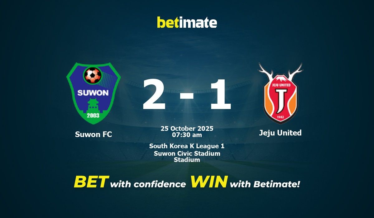 Suwon FC vs Jeju United Prediction, Odds & Betting Tips 10/25/2025