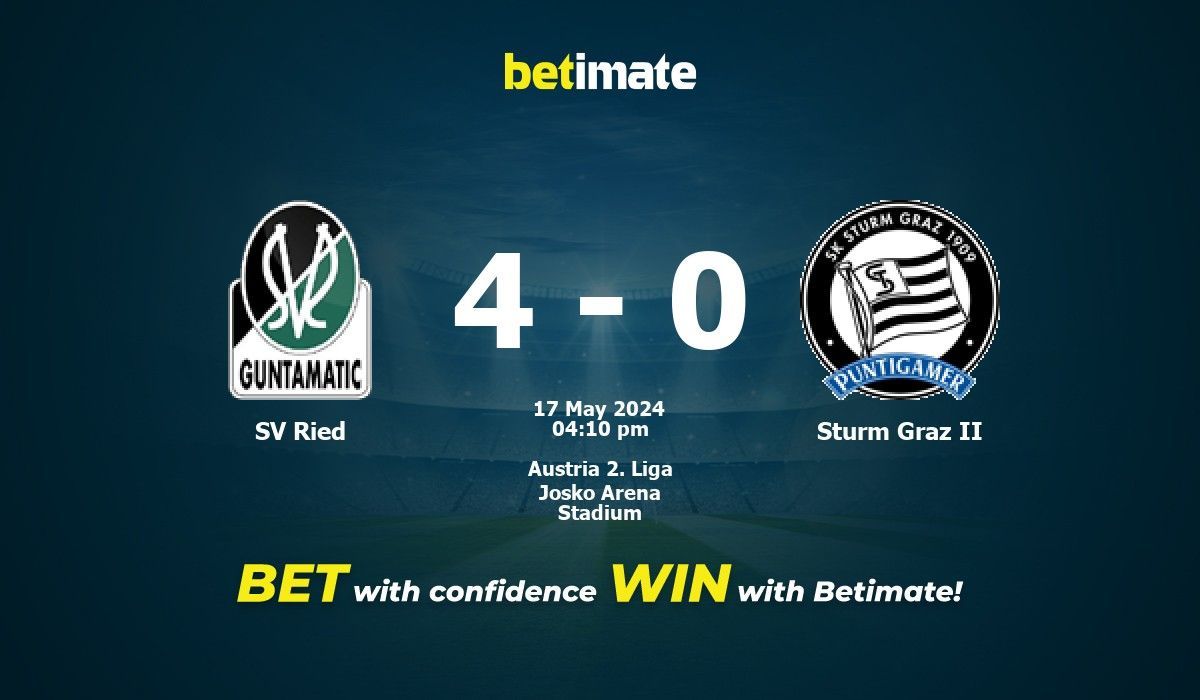 SV Ried vs Sturm Graz II Prediction, Odds & Betting Tips 05/17/2024