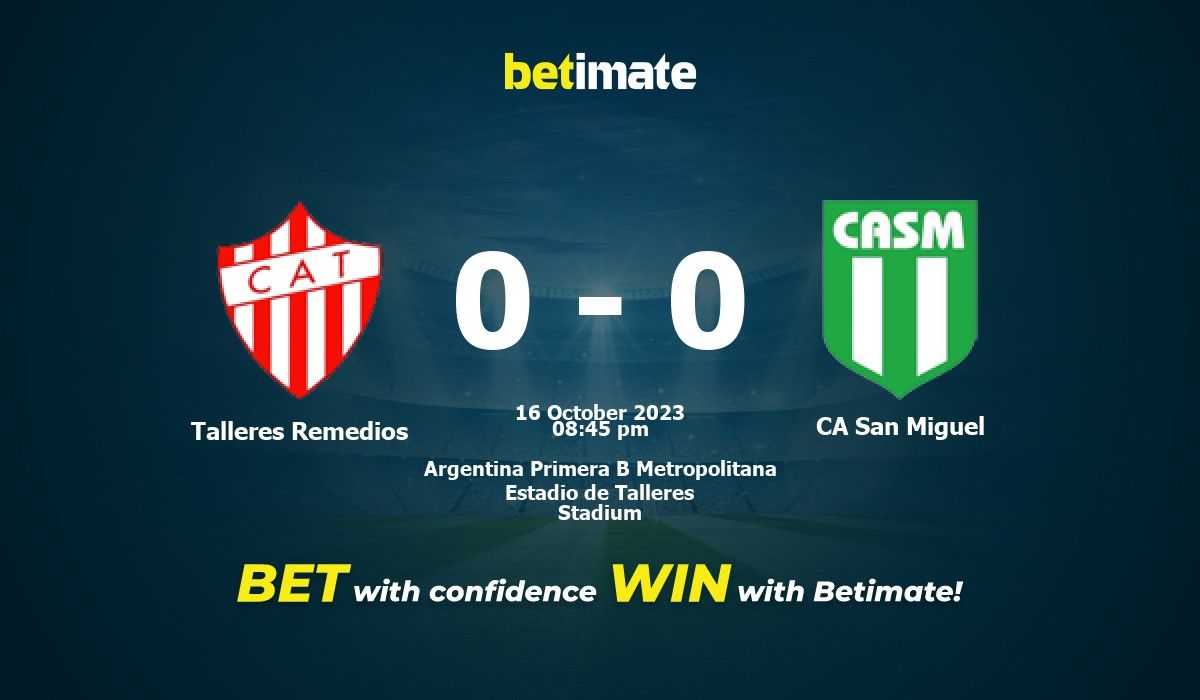 Talleres Remedios vs CA San Miguel Prediction, Odds & Betting Tips  10/16/2023