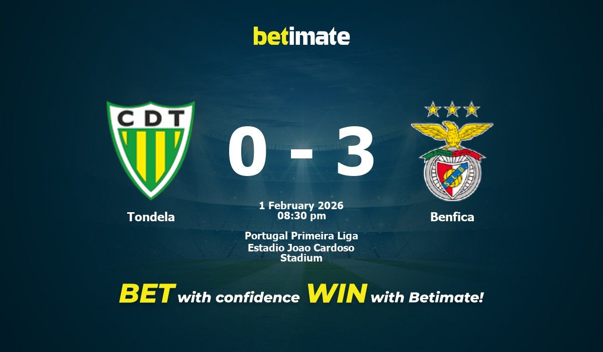Tondela vs Benfica Prediction, Odds & Betting Tips 02/01/2026