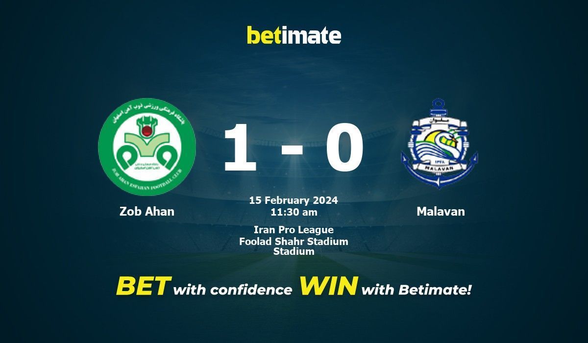 Zob Ahan vs Malavan Prediction Odds Betting Tips 02 15 2024