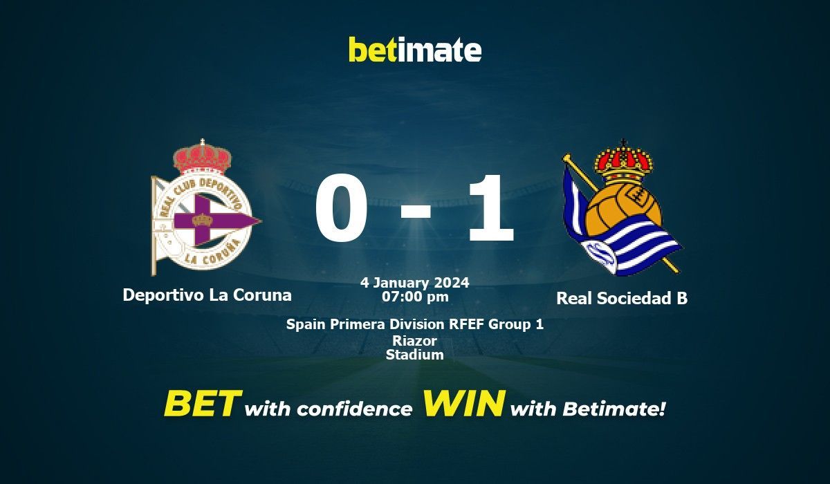 RESUMEN Y RESULTADO DEPORTIVO DE LA CORUÑA 2-1 REAL SOCIEDAD B