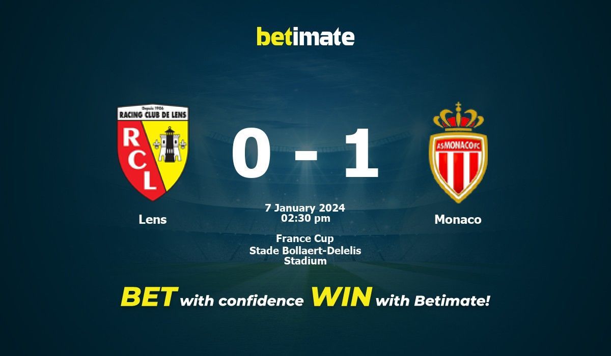 Predicción, probabilidades y consejos de apuestas Lens vs Mónaco 07/01/2024