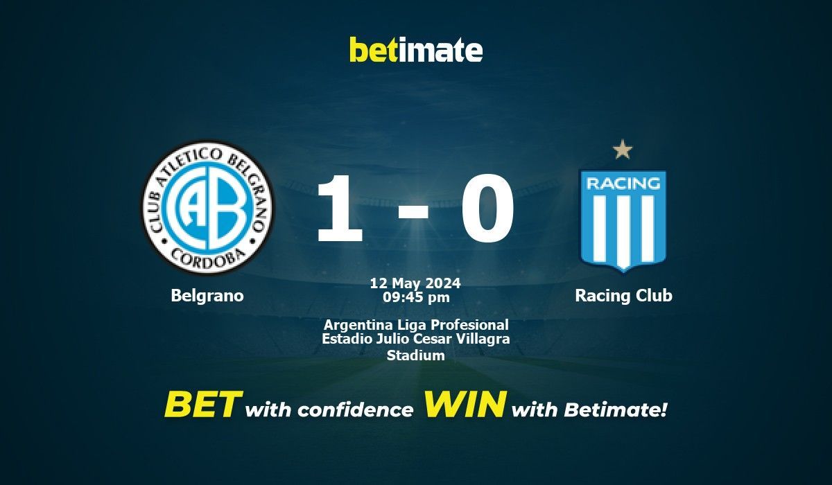 Belgrano vs Racing Club Prédiction, cotes et conseils de paris 12/05/2024