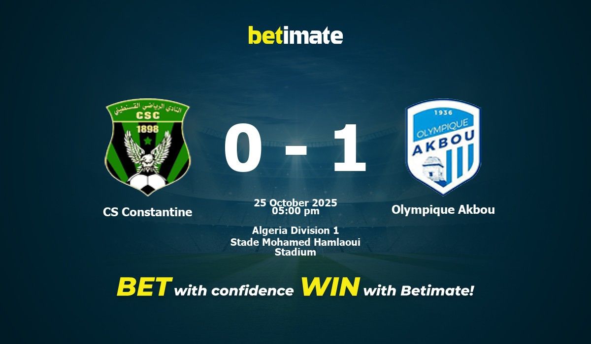 CS Constantine vs Olympique Akbou Prédiction, cotes et conseils de ...