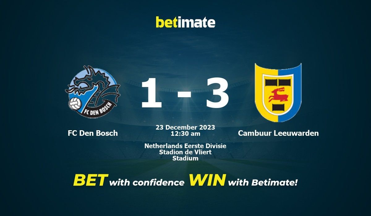 FC Den Bosch vs Cambuur Leeuwarden Prediction Odds Betting Tips