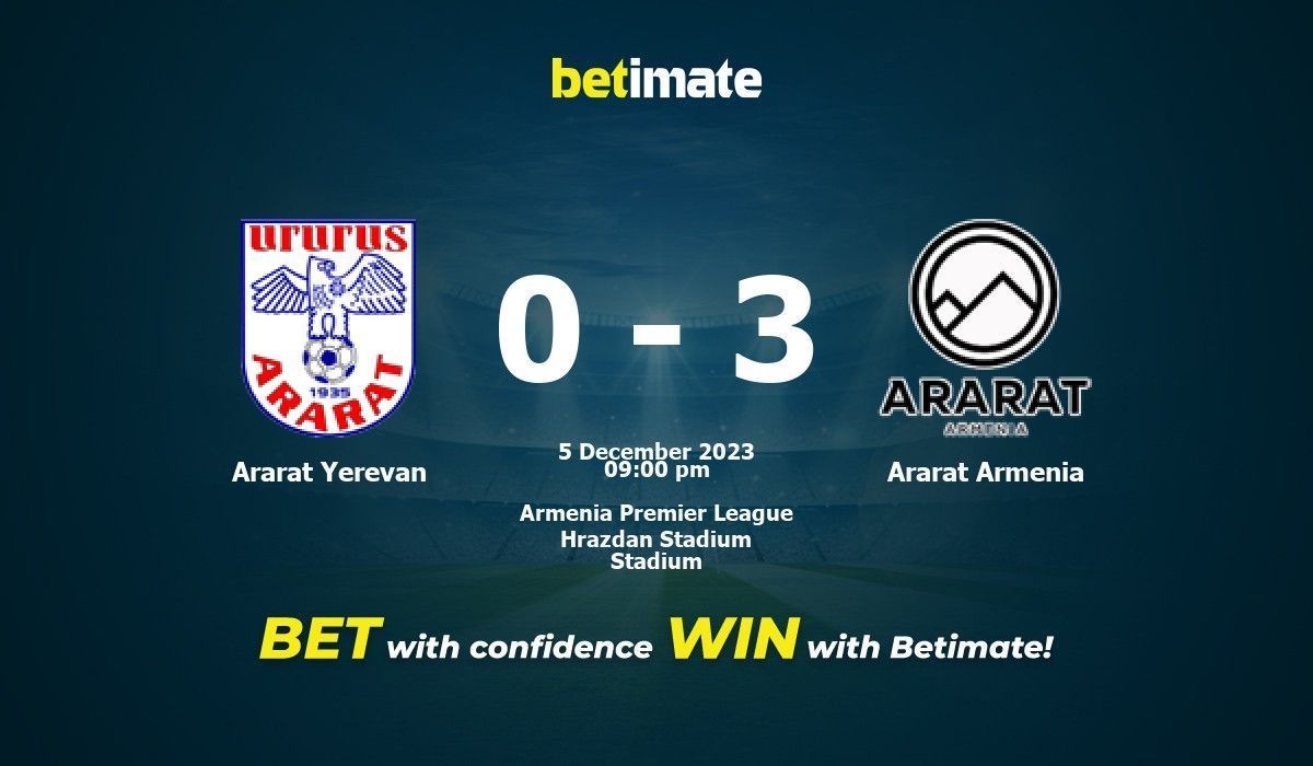 アララト・エレバン vs アララト・アルメニア 予測、オッズ、賭けのヒント 12/05/2023