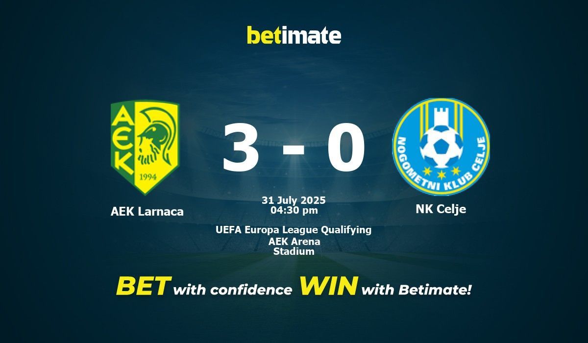 AEK Larnaca vs NK Celje Prognóstico, Odds e Dicas de Apostas 31/07/2025