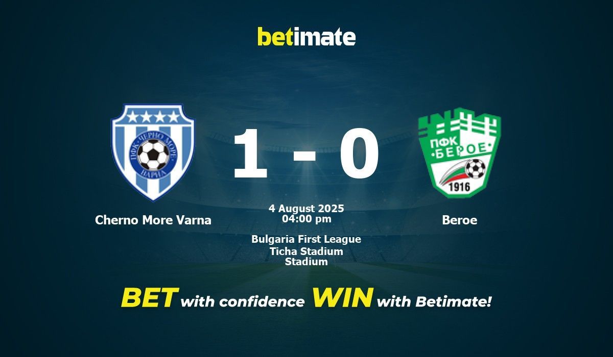 Cherno More Varna vs Beroe Prognóstico, Odds e Dicas de Apostas 08/04/2025