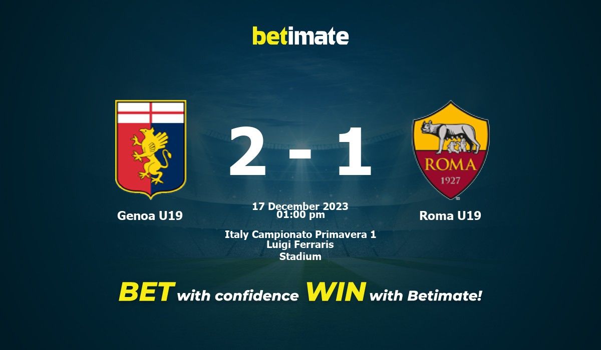 Genoa U19 - Roma U19 placar ao vivo, H2H e escalações
