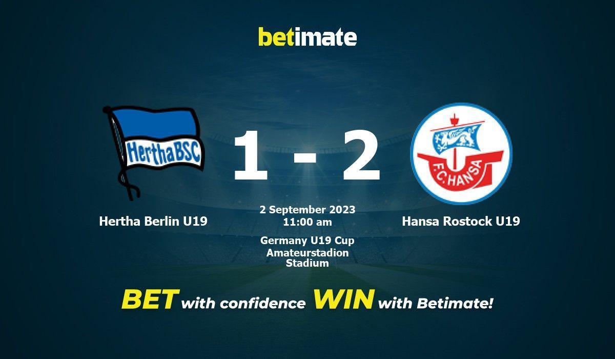 Hertha Berlim U19 vs Hansa Rostock U19 Prognóstico, Odds e Dicas de