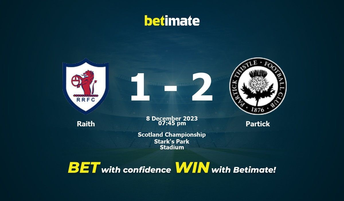 Prognóstico, Odds e Dicas de Apostas Raith x Partick 12/08/2023