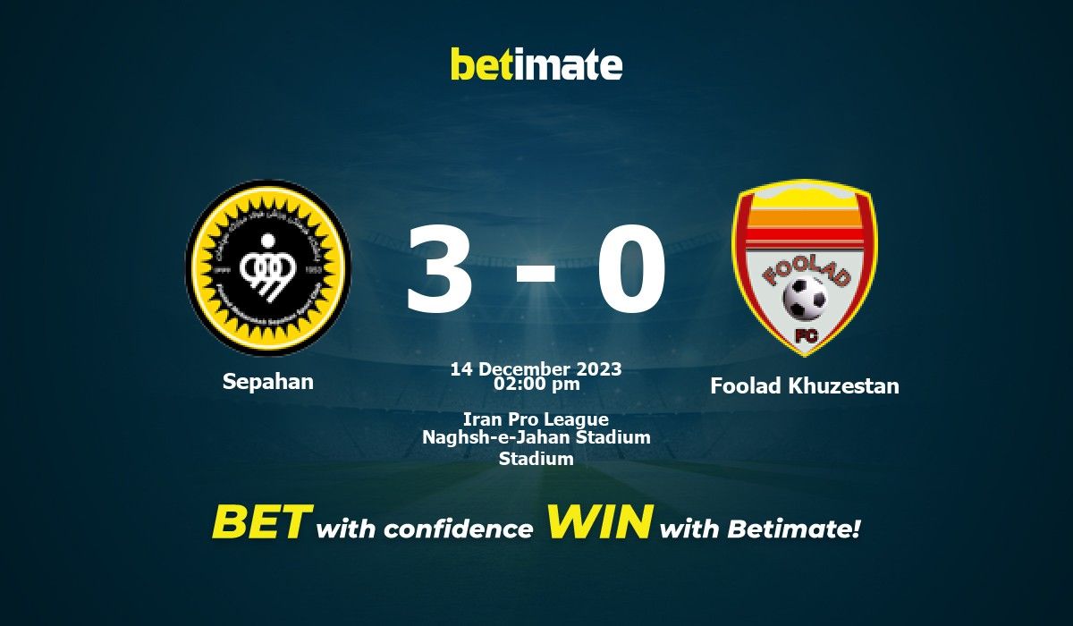 Sepahan x Foolad Khozestan 14/12/2023 – Odds casas de apostas, Futebol