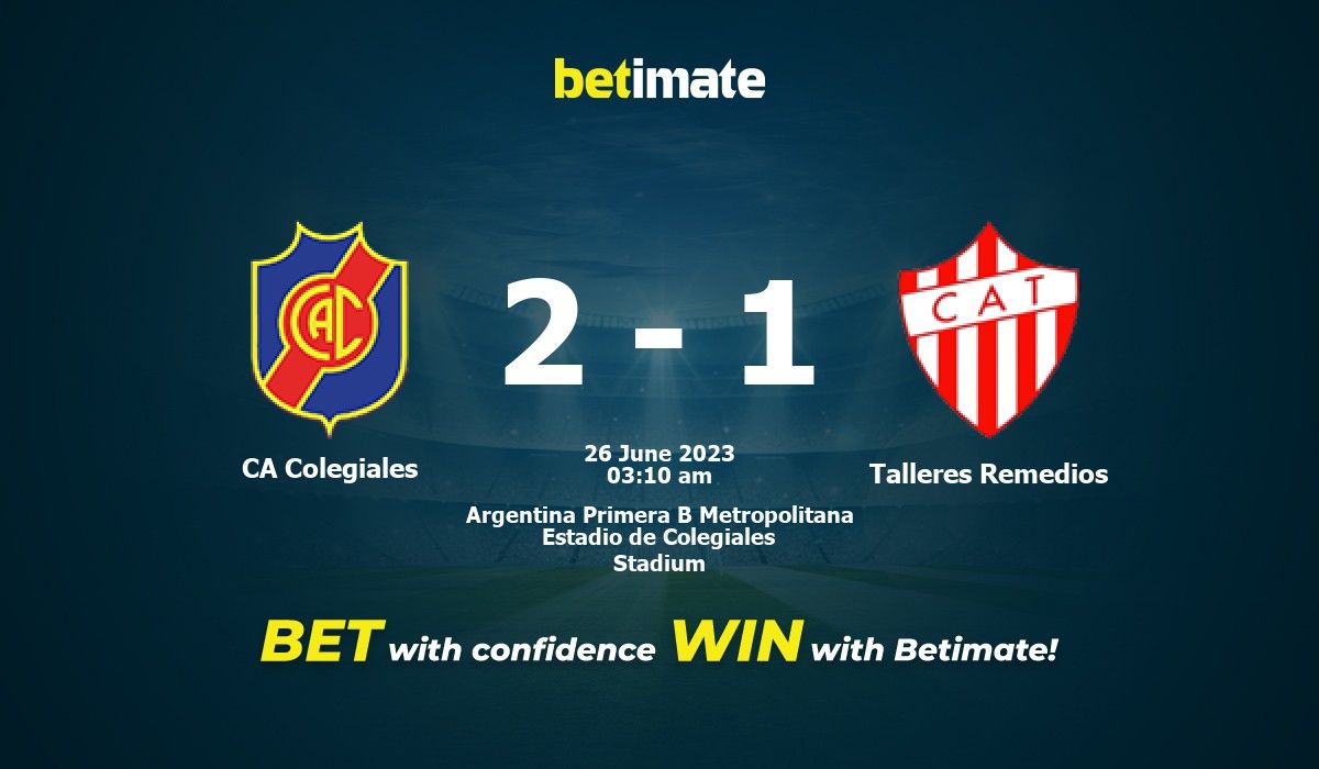CA Colegiales vs CA Talleres de Remedios 25/06/2023 20:10 Football Events &  Result