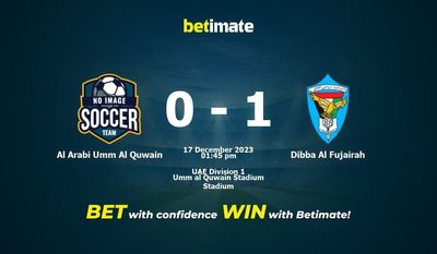 Al Arabi Umm Al Quwain vs. Dibba Al Fujairah Vorhersage, Quoten & Wett-Tipps 17.12.2023