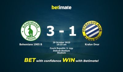 Bohemians 1905 B gegen Kraluv Dvur Vorhersage, Quoten und Wetttipps 29.10.2023