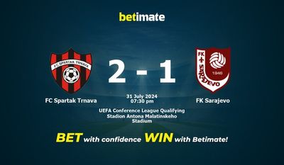 FC Spartak Trnava vs. FK Sarajevo Vorhersage, Quoten & Wetttipps 31.07.2024
