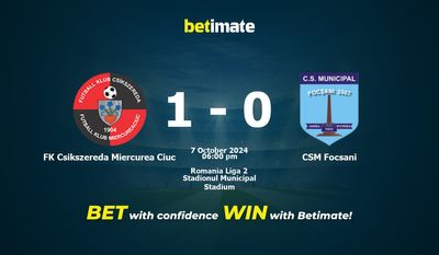 FK Csikszereda Miercurea Ciuc vs. CSM Focsani Vorhersage, Quoten & Wetttipps 10.07.2024