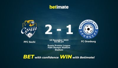 PFC Sotschi vs. FC Orenburg Vorhersage, Quoten und Wetttipps 10.12.2023