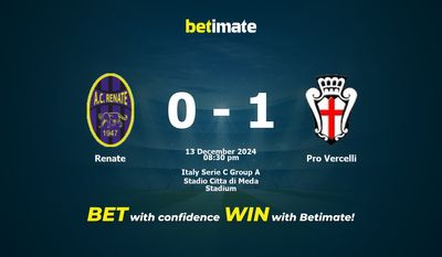 Renate vs. Pro Vercelli – Vorhersage, Quoten und Wetttipps 13.12.2024