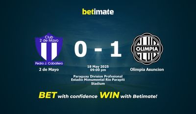 2 de Mayo vs Olimpia Asuncion Forudsigelse, odds og væddemålstips 18/05/2025