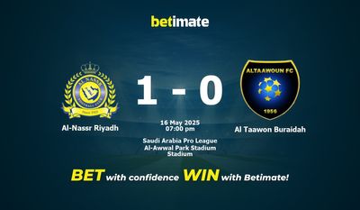 Al-Nassr Riyadh vs Al Taawon Buraidah Forudsigelse, odds og væddemål 16/05/2025