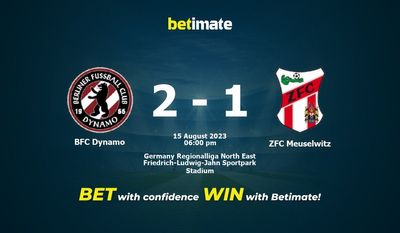 BFC Dynamo vs ZFC Meuselwitz Forudsigelse, odds og væddemål 15/08/2023
