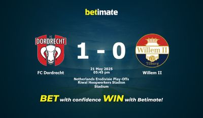 FC Dordrecht vs Willem II Forudsigelse, odds og spiltips 21/05/2025