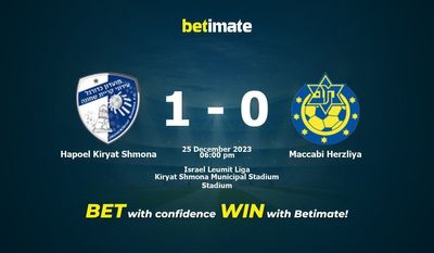 Hapoel Kiryat Shmona vs Maccabi Herzliya Forudsigelse, odds og væddemål 25/12/2023