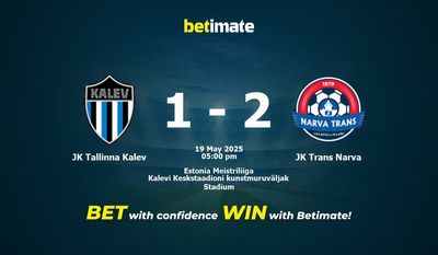JK Tallinna Kalev vs JK Trans Narva Forudsigelse, odds og spiltips 19/05/2025