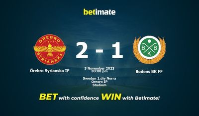 Örebro Syrianska IF vs Bodens BK FF Forudsigelse, odds og væddemål 11/05/2023