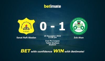 Sanat Naft Abadan vs Zob Ahan Forudsigelse, odds og væddemål 25/12/2023