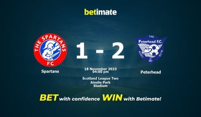 Spartans vs Peterhead Forudsigelse, odds og væddemål 18/11/2023
