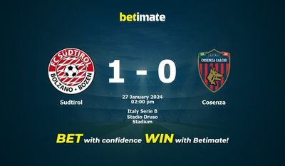 Sudtirol vs Cosenza forudsigelse, odds og væddemål 27/01/2024