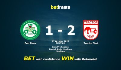 Zob Ahan vs Tractor Sazi Forudsigelse, odds og væddemål 27/10/2023