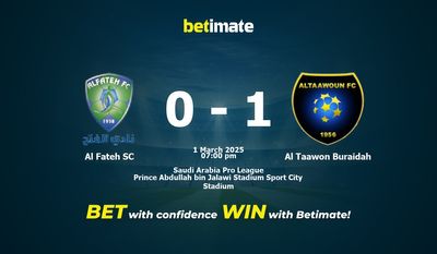 Al Fateh SC vs Al Taawon Buraidah Prediction, Odds & Betting Tips 03/01/2025