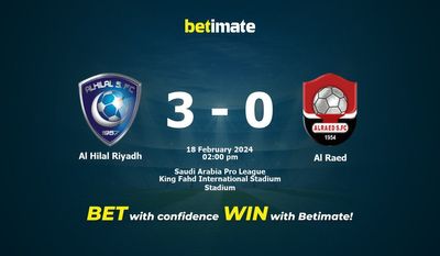 الهلال الرياض vs الرائد التوقعات، الاحتمالات ونصائح الرهان 18/02/2024