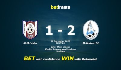 المؤيدر vs Al-Wakrah SC التنبؤ، الاحتمالات & نصائح الرهان 20/12/2023