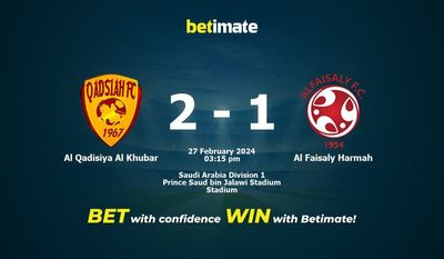 Al Qadisiya Al Khubar vs Al Faisaly Harmah 预测、赔率和投注技巧 02/27/2024