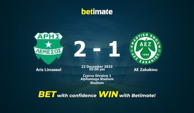 Aris Limassol vs AE Zakakiou التوقعات، الصعاب ونصائح الرهان 22/12/2023