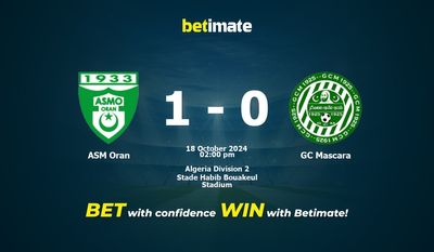 Pronostic, cotes et conseils de paris ASM Oran vs GC Mascara 18/10/2024