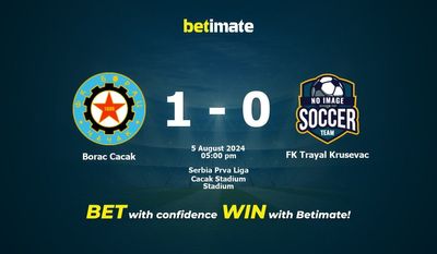 Borac Cacak vs FK Trayal Krusevac Prediction, Odds & Betting Tips 08/05/2024