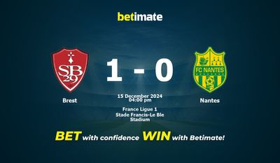 Pronostic Brest - Nantes, cotes et conseils de paris 15/12/2024
