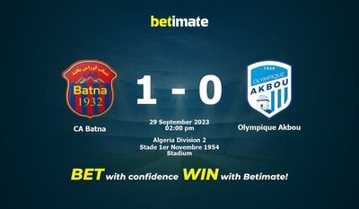 CA Batna vs Olympique Akbou Prediction, Odds & Betting Tips 09/29/2023