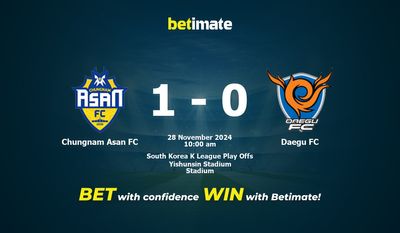 Chungnam Asan FC vs Daegu FC Prediction, Odds & Betting Tips 11/28/2024