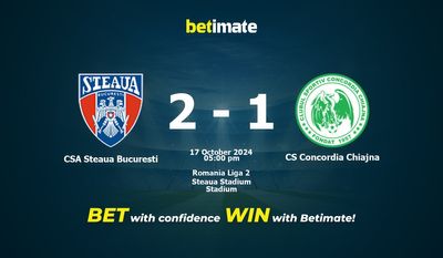 CSA Steaua Bucuresti vs CS Concordia Chiajna Prediction, Odds & Betting Tips 10/17/2024