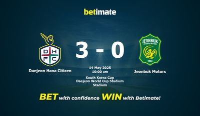 Daejeon Hana Citizen vs Jeonbuk Motors Prediction, Odds & Betting Tips 05/14/2025