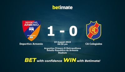 Deportivo Armenio vs CA Colegiales förutsägelse, odds och vadslagning 2023-08-19