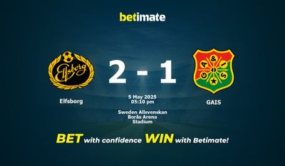 Elfsborg vs GAIS Prediction, Odds & Betting Tips 05/05/2025
