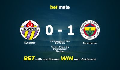 Eyupspor vs Fenerbahce Prediction, Odds & Betting Tips 12/20/2024
